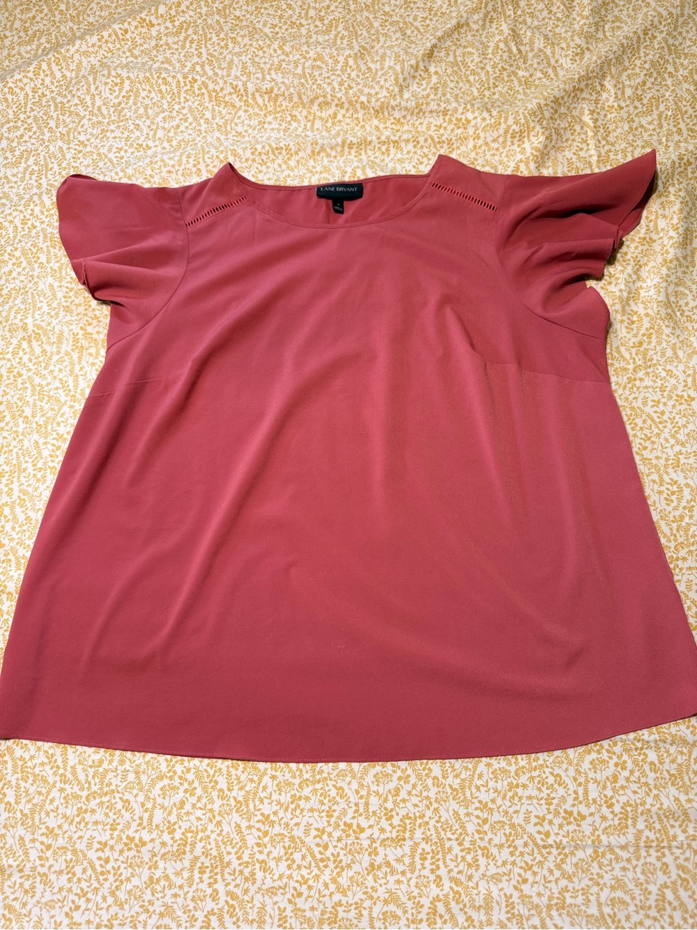 Lane Bryant Dusty Rose Flutter Sleeve Top